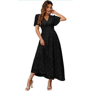 NEW Black Floral Maxi Dress Flowy Wedding Guest Dress S